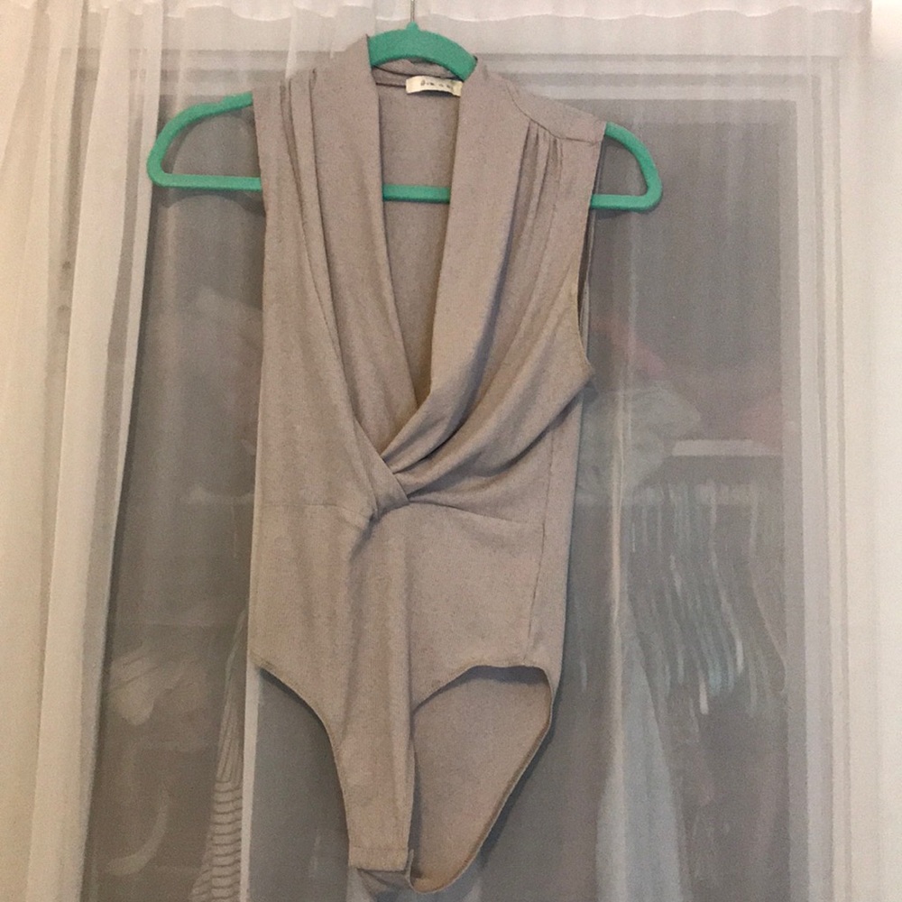 Gray ribbed bodysuit